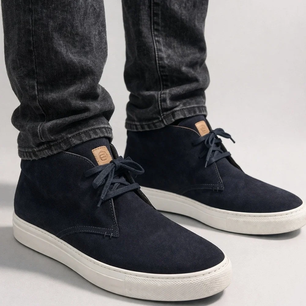 Greats Royale Chukka Navy‎ Blue Suede Mid Top Sneaker Men's 11.5 Made in Italy